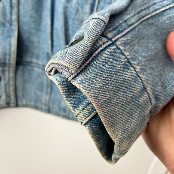 Vintage Together Y2K Lace Trim Denim Jacket size M Light Blue Blouson Cut Retro - Picture 10 of 11